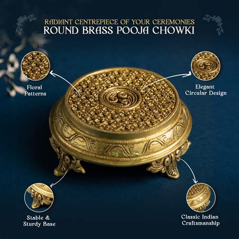 Brass Round Pooja Chowki (6.5 Inch)