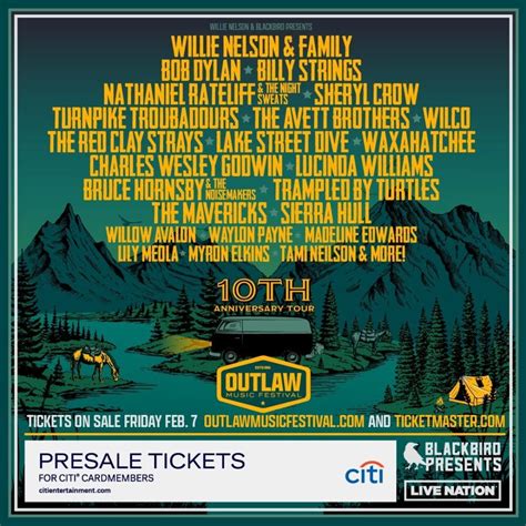 Outlaw Music Festival: Willie Nelson Bob Dylan Turnpike Troubadours ...