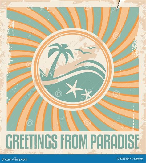 Vintage Summer Postcard Template Stock Vector - Illustration of ...