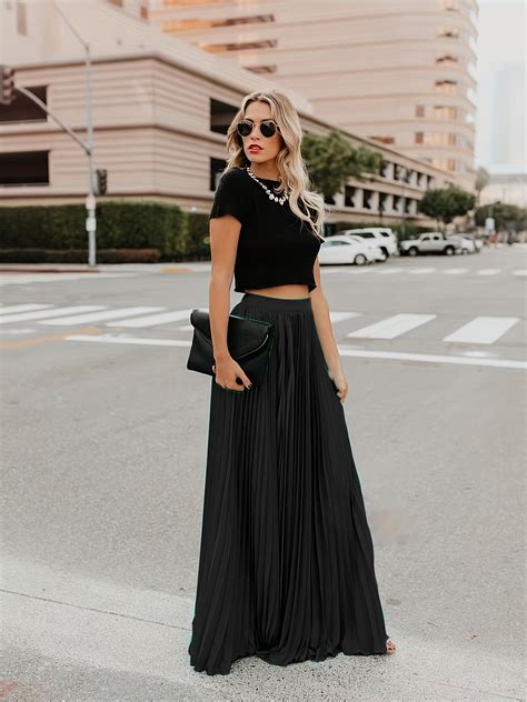 High waisted pleated skirt long online