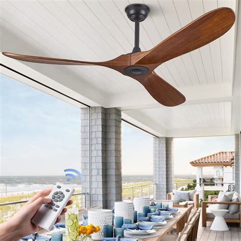 KASASS Outdoor Ceiling Fan, 52 Inch Remote Control Ceiling Fan, Indoor ...