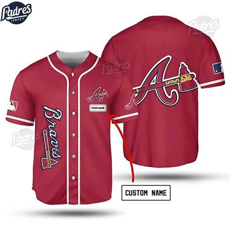 Atlanta Braves Custom Red Baseball Jersey Style - Padres Jersey Oasis ...
