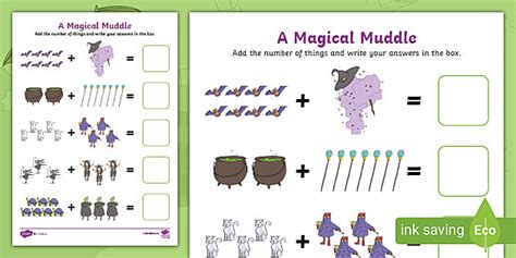 A Magical Muddle Addition to 10 Worksheet
