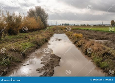 Runoff from Farm Fields Fills Stream with Cloudy, Murky Water Stock Illustration - Illustration ...