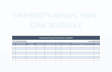 University Annual Final Exam Schedule Excel Template And Google Sheets ...