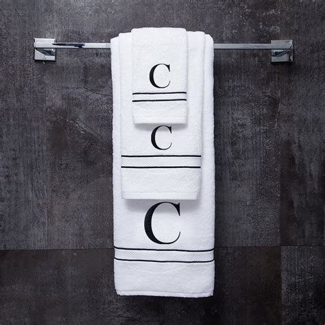 Petal Home Monogrammed Initial C Ultralux White Cotton Towels Set Bath ...