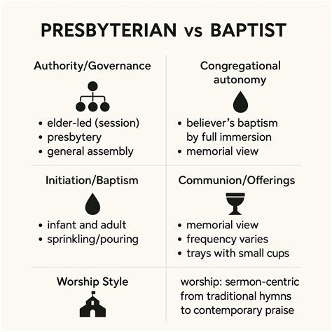 Presbyterian vs Baptist – Beliefs, Differences, and Comparison Chart