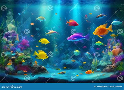 An Aquarium that is Brimming with Fantasy Future Holographic Fish Stock ...