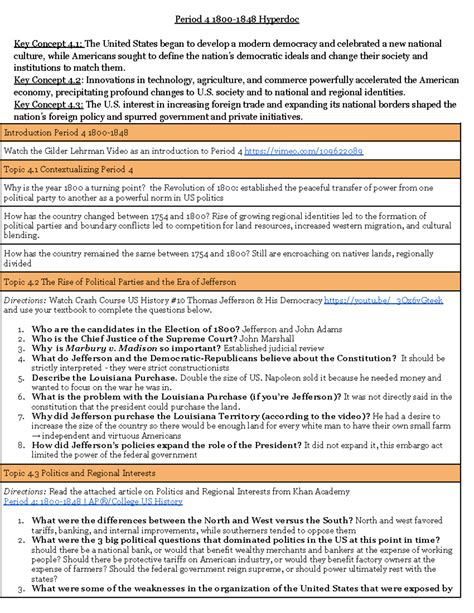 Period 4 APUSH Hyperdoc: Exploring 1800-1848 in U.S. History - Studocu