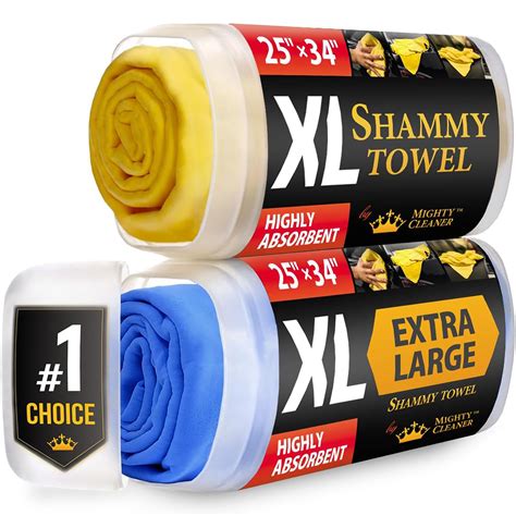 Premium Shammy Towel for Car - 2 Pack - XL Size - 25"x34" - Chamois ...