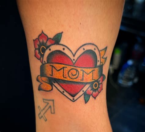 Traditional Mom Heart Tattoo