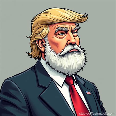 Donald Trump Long Gray Beard Cartoon | Stable Diffusion Online