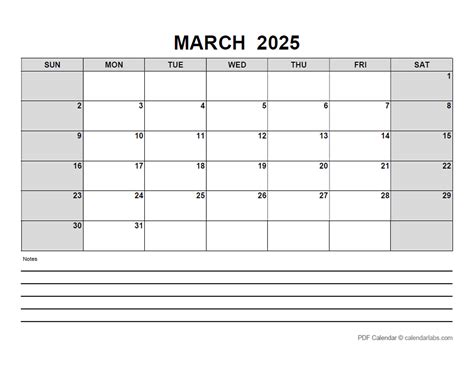 March 2025 Calendar with Holidays | CalendarLabs