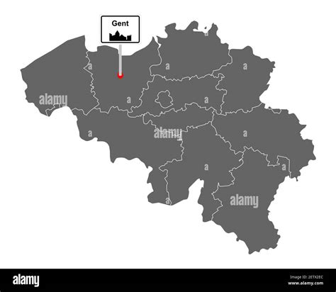 Map of Belgium with road sign Gent Stock Photo - Alamy