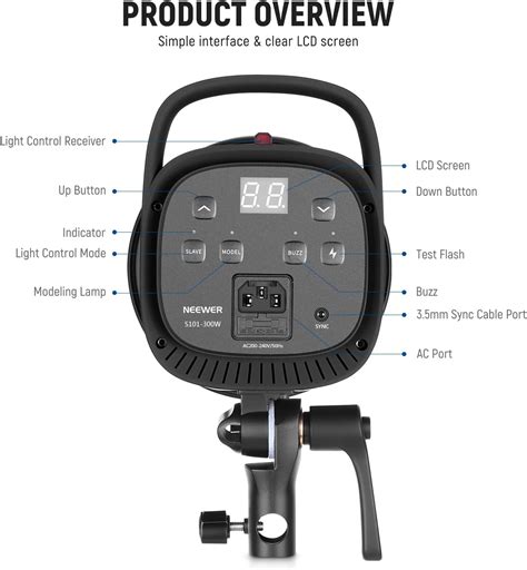 Buy NEEWER Upgraded S101-300W Studio Monolight Strobe Flash 300W 5600K ...