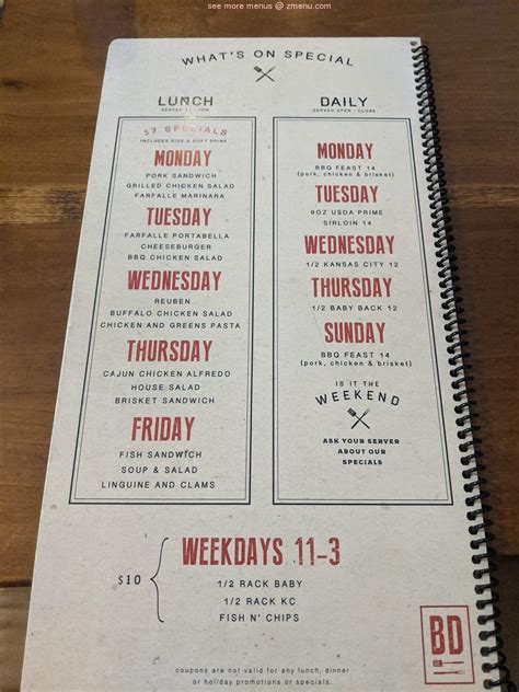 Menu at Barry Dyngles, Youngstown