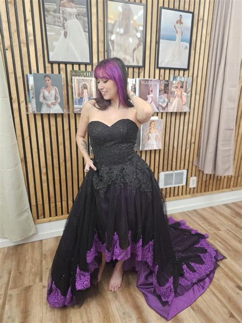 Midnight Bloom Two-tone Wedding Dress. Strapless Sweetheart Neck Top With Lace-up Back Closure ...