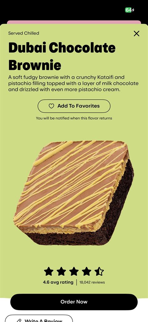 Crumbl Dubai Chocolate Brownie (NCD) - Crumbl Cookies Menus Prices 2025 ...