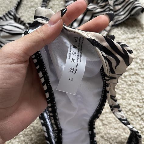 SHEIN Women's Black and White Swimsuit-one-piece | Depop