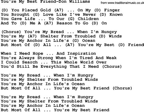 Country Music:You're My Best Friend-Don Williams Lyrics and Chords