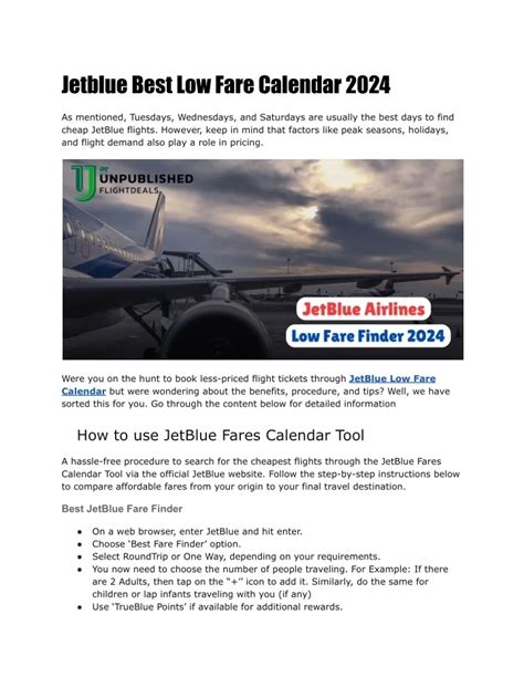 PPT - JetBlue Best Low Fare Calendar 2024 PowerPoint Presentation, free ...