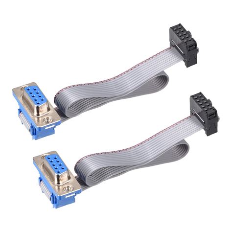 uxcell IDC Wire Flat Ribbon Cable DB9 Female to FC-10 Female Connector ...