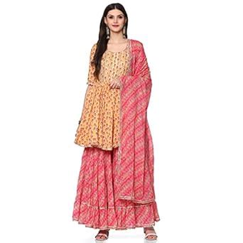 BIBA Women Printed Relaxed Salwar Kurta Dupatta(SKDASSORTED8416_Mehandi ...