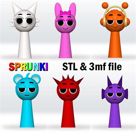 📁 Sprunki Oren, Pinki, Red, Sky, Purple Wenda STL file, 3mf file Fanart ...