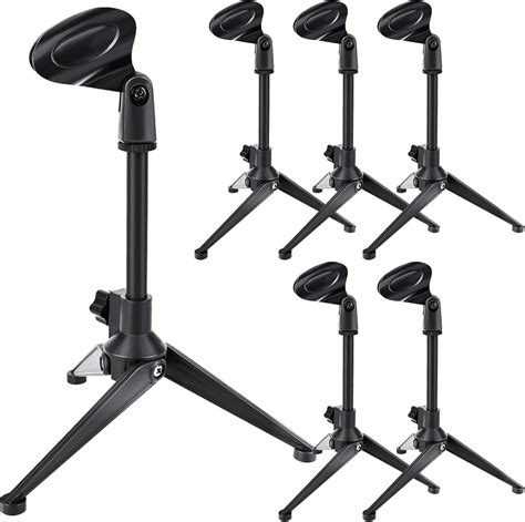 Amazon.com: Yoiemivy 6 Pack Desktop Mic Stand Desk, Microphone Tripod Portable Foldable Table ...