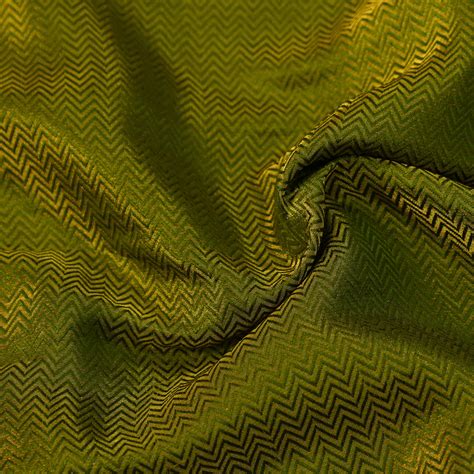 Banarasi Brocade Green Zig Zag Woven Fabric – Sanskruti