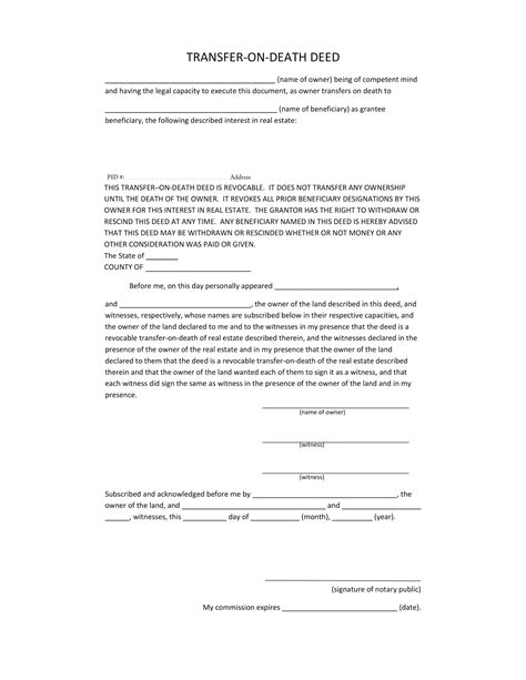Free Fillable Transfer-on-Death Deed Form ⇒ PDF Templates