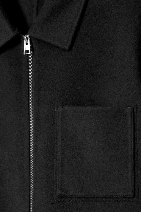 DOUBLE-FACED WOOL HARRINGTON JACKET - BLACK | COS