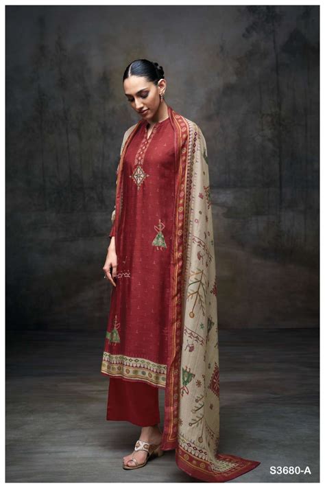GANGA JENNA 3680 SILK PRINTED WITH SWAROVSKI DESIGNER WORK SUITS AT ...