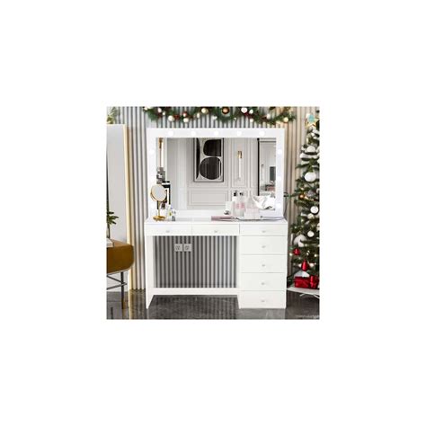 Buy Boahaus Serena Large Makeup Vanity with Hollywood Lights Built-in ...