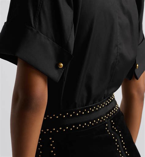 Short-Sleeved Blouse Black Cotton Poplin | DIOR