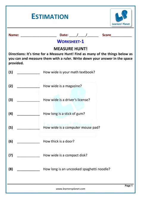 Estimation Worksheet 的图像结果