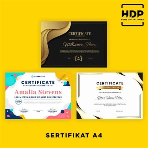 Jual Print Sertifikat / Piagam A4 1 sisi (BISA TANDA TANGAN BW SMOOTH ...