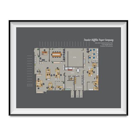 Dunder Mifflin Paper Company Floor Plan Poster The Office TV Show ...