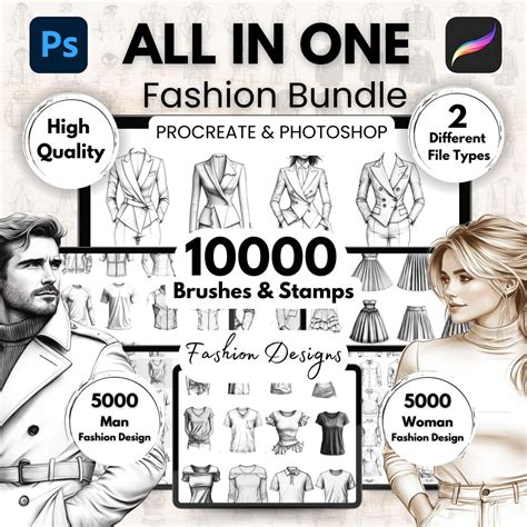 ALL IN ONE - 10000+ Fashion Clothes Brushes Bundle - Procreate ...