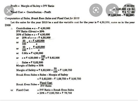 when sales are `2,00,000, fixed costs `30,000, p/v ratio 40%, the ...