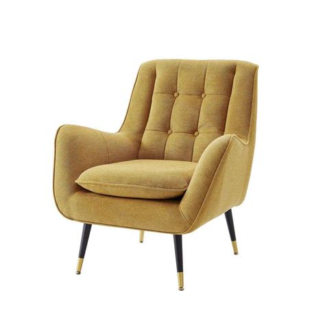 Buy MIA Yellow Fabric Mid-Century Accent Arm Chair with Cushion and ...