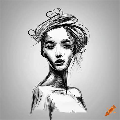 Elegant black and white figure drawing of a woman