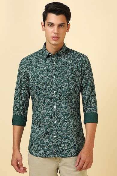 Buy Men Green Print Full Sleeves Casual Shirt Online - 39976793 | Allen ...