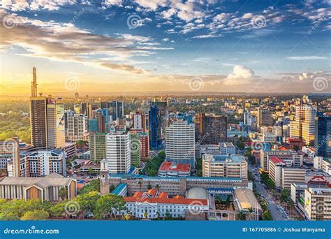 Nairobi skyline at sunset editorial photo. Image of cityscape - 167705886
