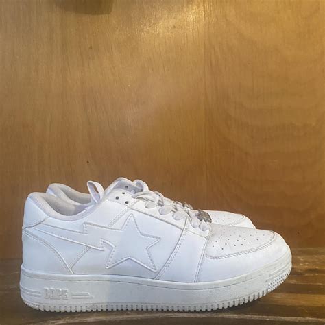 Triple white bapestas. Great condition, just a tiny... | Depop