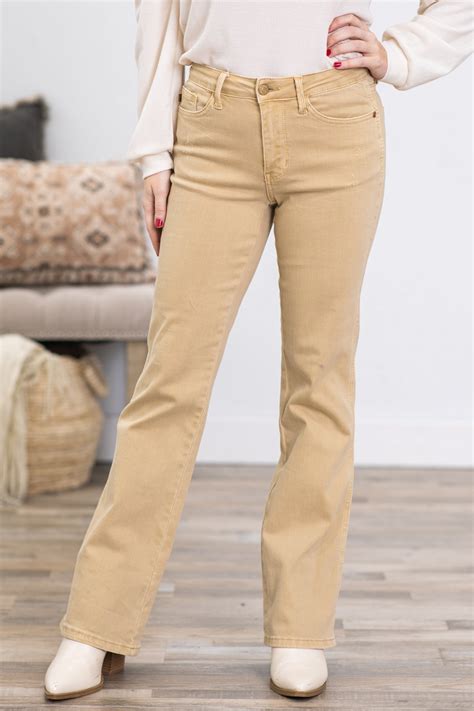 Judy Blue Khaki Garment Dyed Bootcut Jeans · Filly Flair
