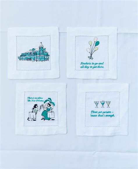 Commander's Palace Embroidered Linen Cocktail Napkins (Set of Four ...