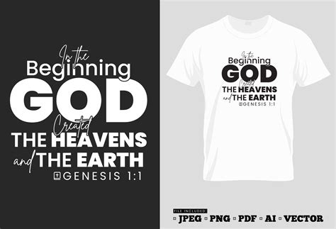 Genesis 1:1 Bible Verse T-shirt Design Graphic by KujurDesignHut ...