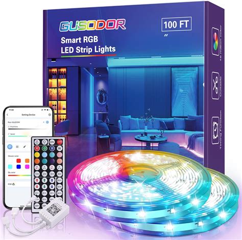 Buy Led Lights for Bedroom, GUSODOR 100ft Led Lights with Smart App ...
