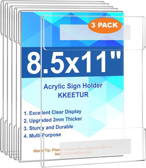 Acrylic Sign Holder 11 x 8.5, Vertical Wall Mount Sign Holders with ...
